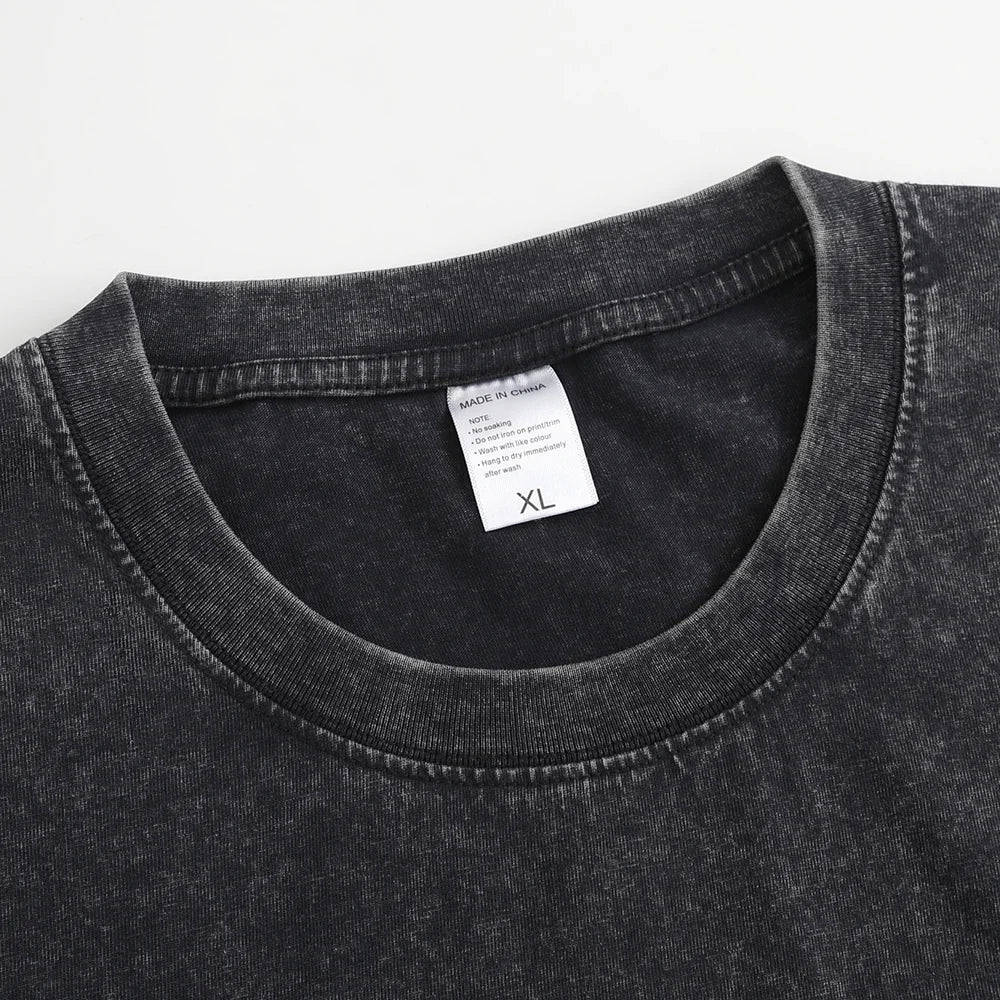 American Graffiti Letter Print T-Shirt – Washed Cotton Oversized Tee for Women - Image 3