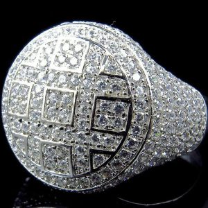 Wholesale Trendy Round Iced Out Ring – Cubic Zirconia Crystal Party Jewelry for Men
