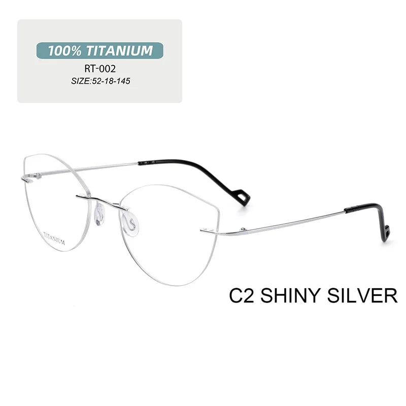 Pure Titanium Rimless Cat Eye Glasses – Women's Anti-Blue Light Eyewear with +1 Diopters - Image 9