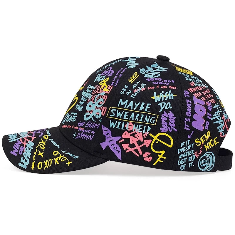 Fashion Graffiti Letter Baseball Cap – Unisex Cotton Snapback Hip Hop Hat for Spring - Image 3