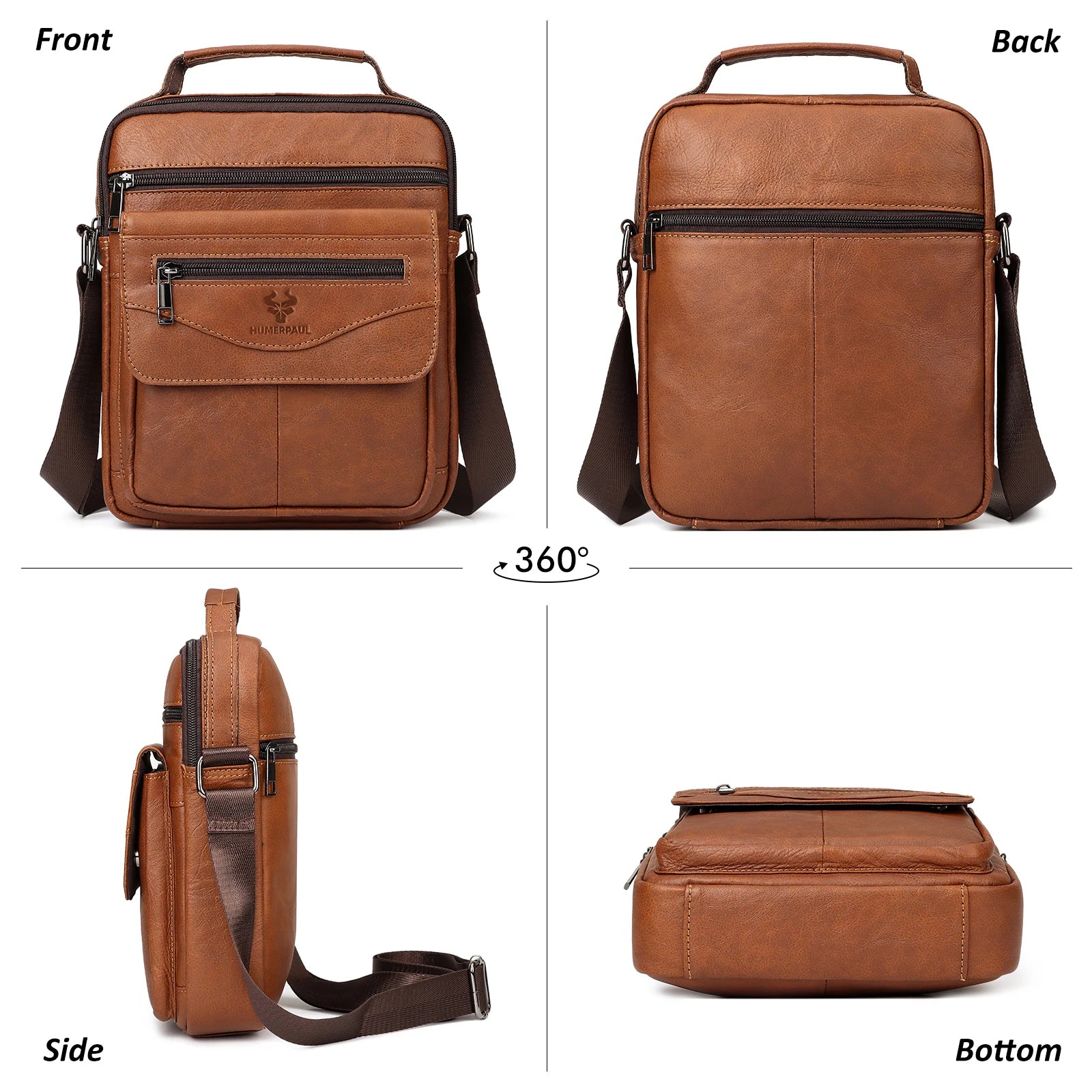Genuine Leather Men's Messenger Bag – Casual Business Shoulder Sling for Travel & Daily Use - Image 5