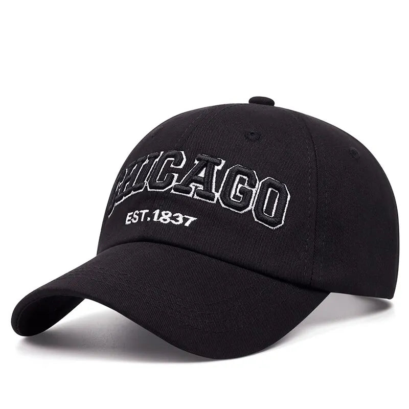 CHICAGO Letter Embroidered Baseball Cap – Unisex Cotton Snapback Hat for Spring & Summer Streetwear - Image 13