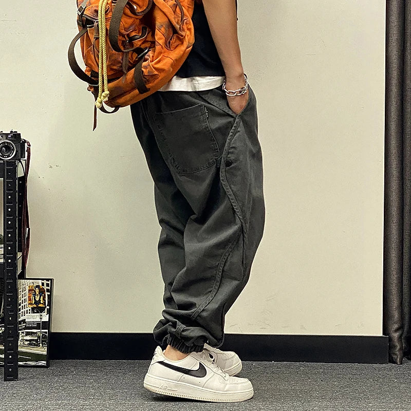 Plus Size Japanese Streetwear Oversized Cargo Pants – Harajuku Casual Joggers for Men - Image 7