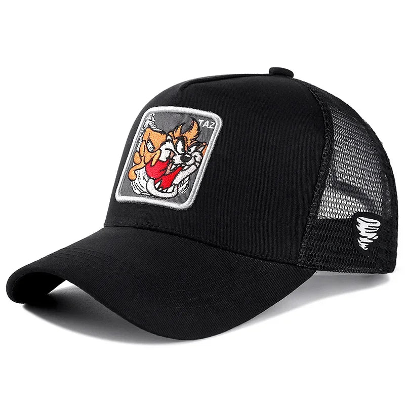High-Quality Anime Cartoon Snapback – Unisex Cotton Mesh Trucker Cap for Men & Women - Image 2