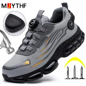 Rotating Button Safety Work Shoes for Men – Anti-Smash & Anti-Puncture Protective Boots
