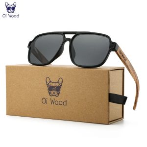 Oi Wood Polarized Sunglasses – Eco-Friendly Wooden Eyewear for Men with UVA & UVB Protection