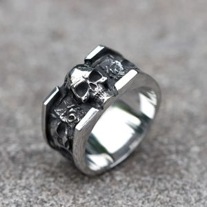 NEW Men’s 316L Stainless Steel Skull Ring – Vintage Punk Fashion Jewelry for Teens