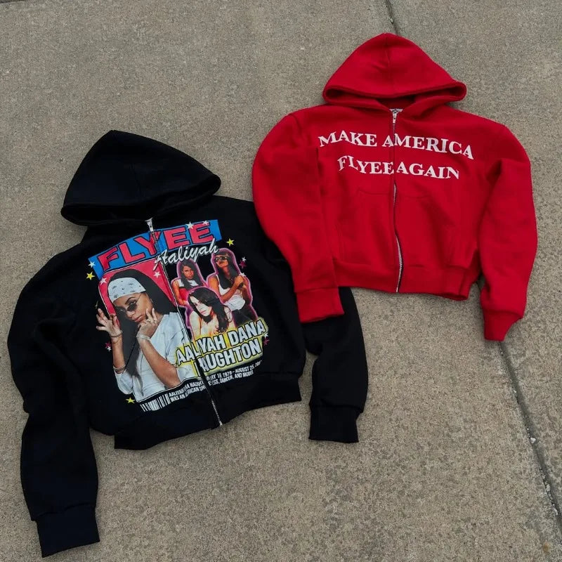 Y2K new American retro oversized portrait print hoodie Harajuku Gothic fashion sweatshirt rock punk high street men hoodie - Image 2