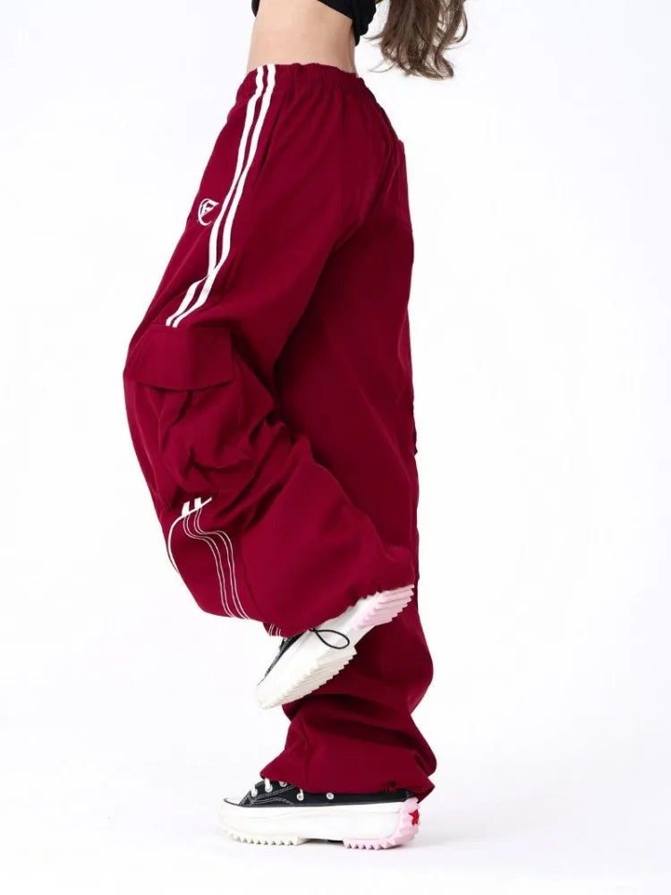 Vintage Hip Hop Cargo Pants – Unisex Wide-Legged Drawstring Street Dance Pants - Image 3