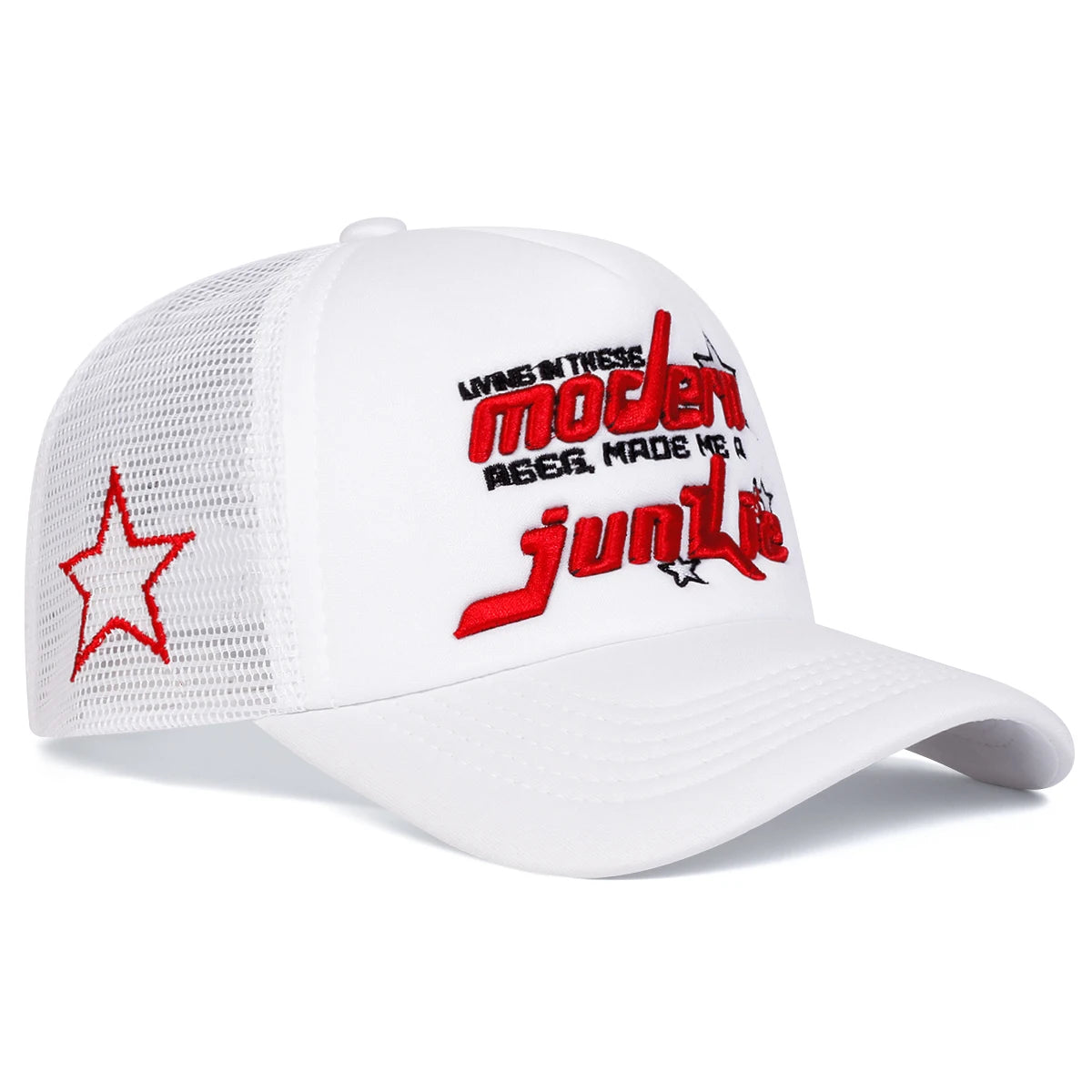 Unisex Modern Junkie Embroidery Baseball Cap – Adjustable Mesh Hat for Spring & Summer - Image 2