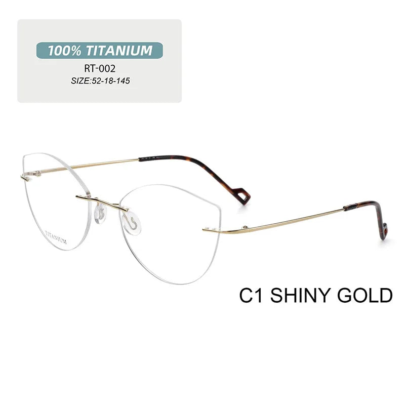 Pure Titanium Rimless Cat Eye Glasses – Women's Anti-Blue Light Eyewear with +1 Diopters - Image 8