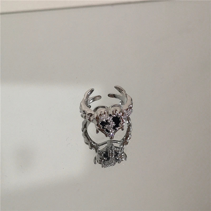 Punk Harajuku Goth Irregular Heart Cross Ring - Image 11