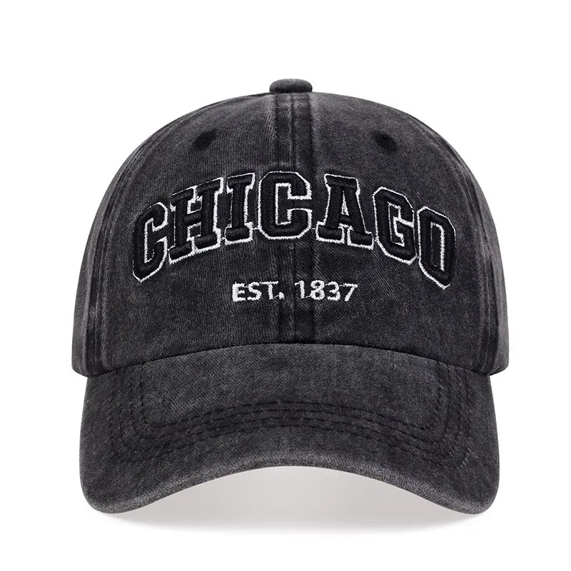 CHICAGO Letter Embroidered Baseball Cap – Unisex Cotton Snapback Hat for Spring & Summer Streetwear - Image 3