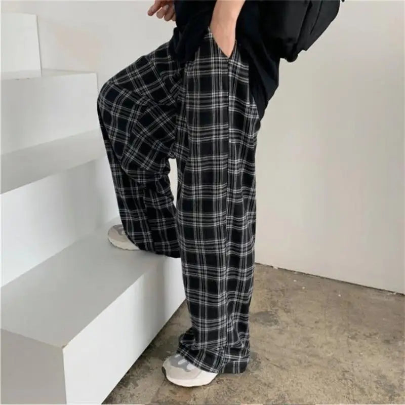Oversize Pants Women Sweatpants Summer Fashion Black Plaid Casual Pants Elastic Waist Casual Pockets Student Unisex Trousers - Image 6