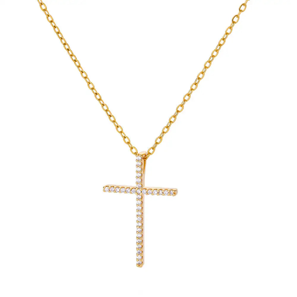Gold Caravaca Cross Necklace – Stainless Steel Crucifix Choker for Men & Women - Image 22