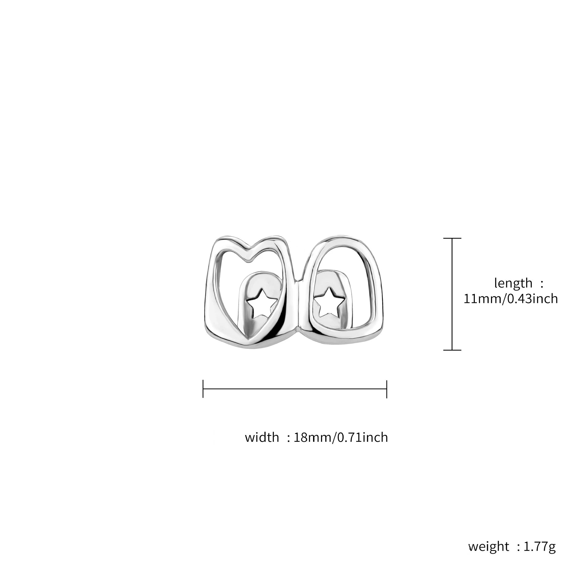 FTCY Hip Hop Hollow Heart Tooth Grillz – Gold Color Wearable Dental Jewelry for Women - Image 4