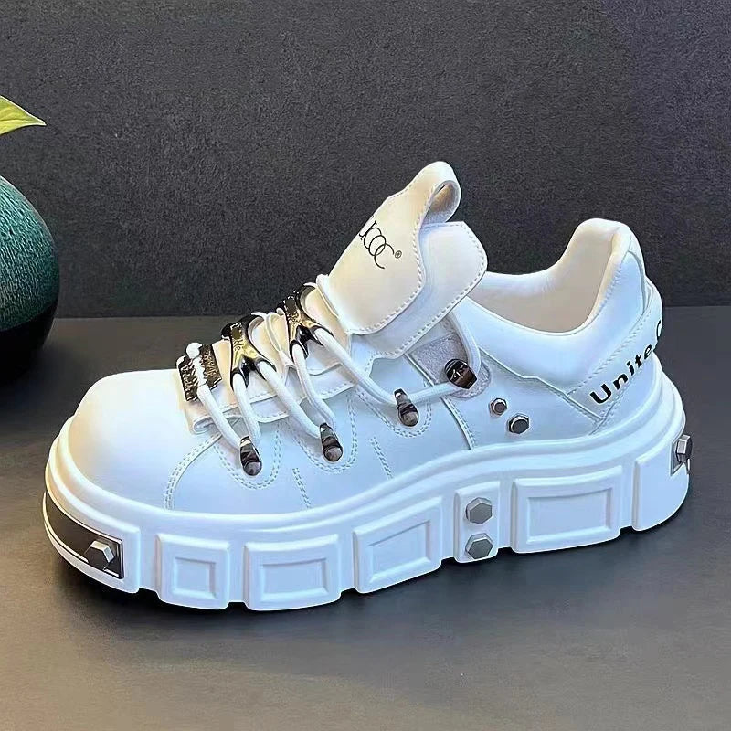 Men’s Fashion Leather Boots – Metal Rivet Decor Punk Motorcycle Hip-Hop Dance Boots - Image 8