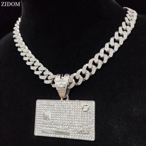 New Men’s Hip Hop Bank Card Pendant Necklace