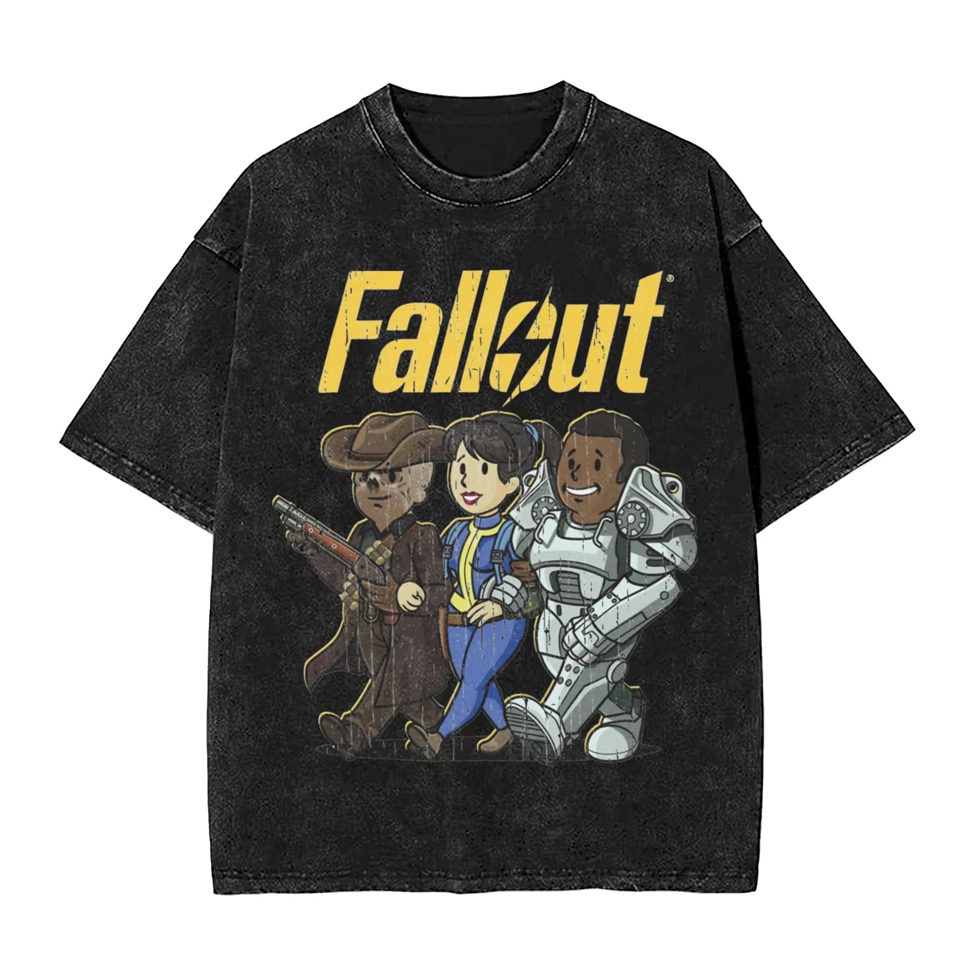"Join The Vaults" Washed T-Shirt – Fallout Tec-Inspired Oversized Hip Hop Streetwear Tee for Men - Image 7