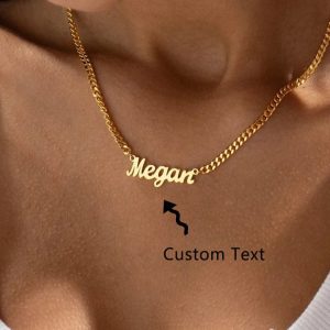 Personalized 18K Gold Name Necklace – Custom Gothic Font with Curb Chain