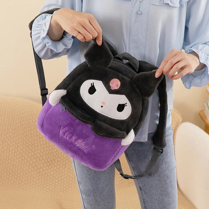 Sanrio Kuromi & Friends Plush Backpack – Cute Cartoon Mini Bag for Women & Students - Image 3