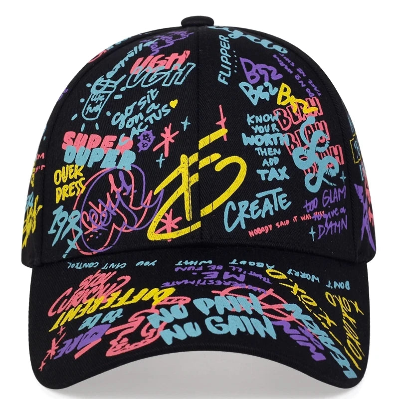 Fashion Graffiti Letter Baseball Cap – Unisex Cotton Snapback Hip Hop Hat for Spring - Image 2