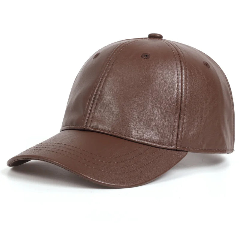 Solid PU Leather Baseball Cap – Unisex Adjustable Hip Hop Snapback Hat for Men & Women - Image 5