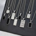 Vnox Small Dog Tag Pendant Necklace – Black & Silver Stainless Steel Military Style for Men & Boys