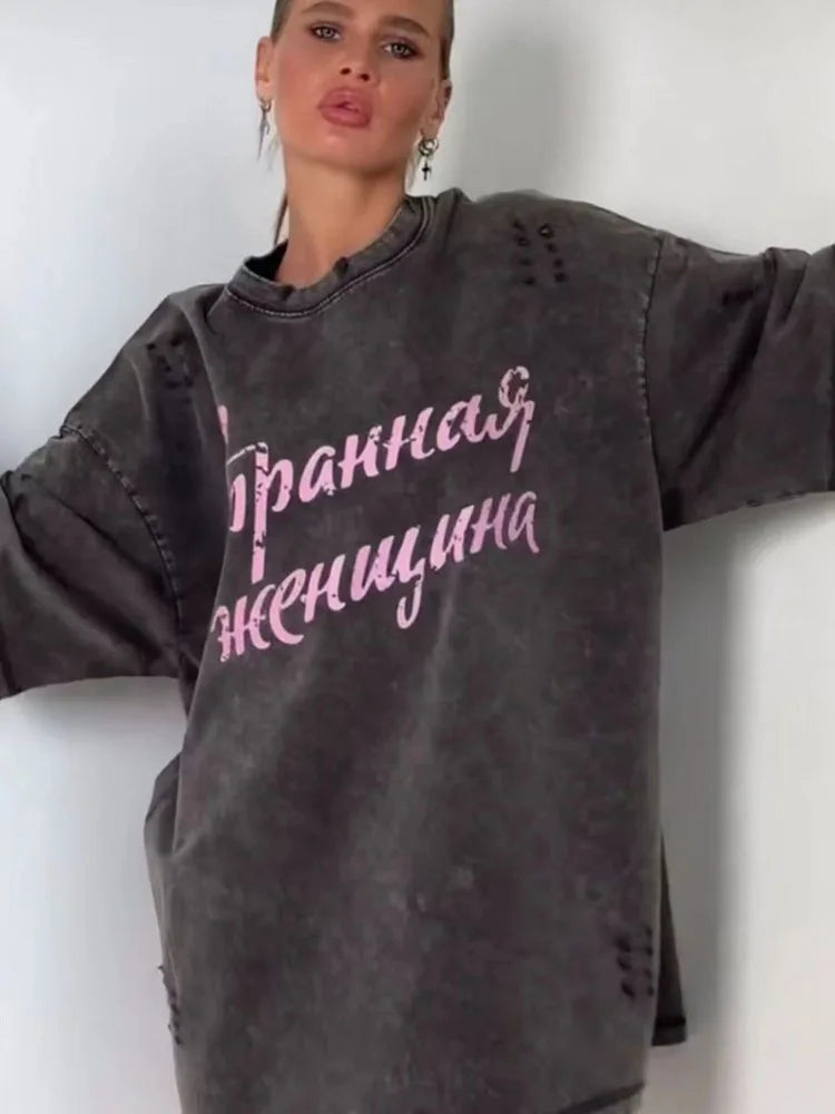 Vintage Plus Size Letter Print T-Shirt – Oversized Streetwear Tee (Up to 3XL) - Image 2