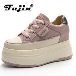 Fujin 9cm Platform Wedge Vulcanized Shoes – Cow Suede Genuine Leather Women’s Casual Summer Heels