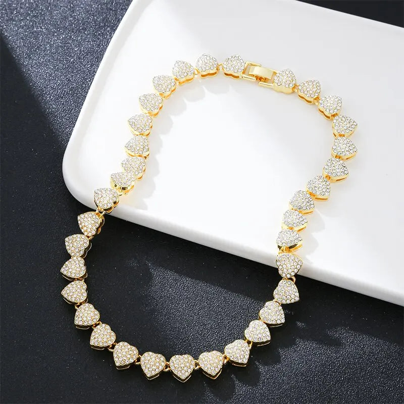 Hip Hop Heart Shape Cuban Chain Necklace