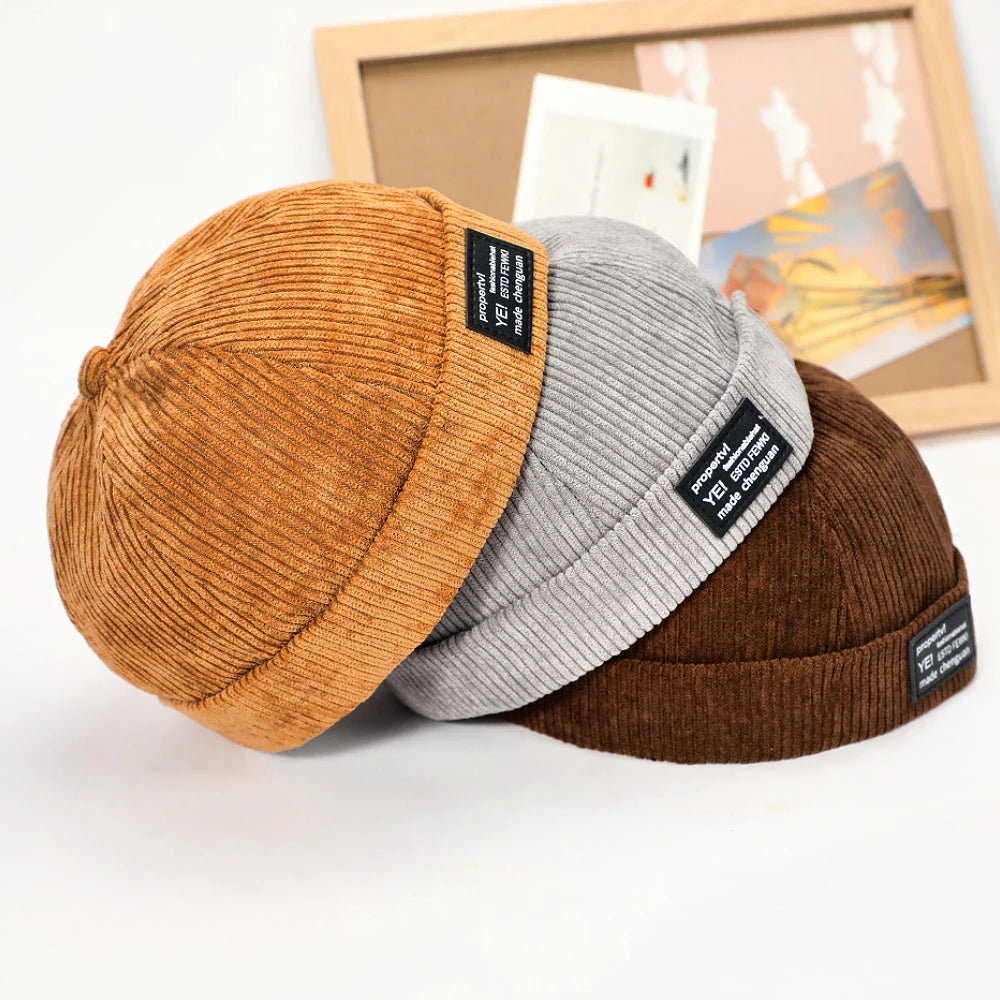 Vintage Brimless Docker Cap – Adjustable Cotton Skullies Beanie for Men’s Streetwear & Hip Hop Style