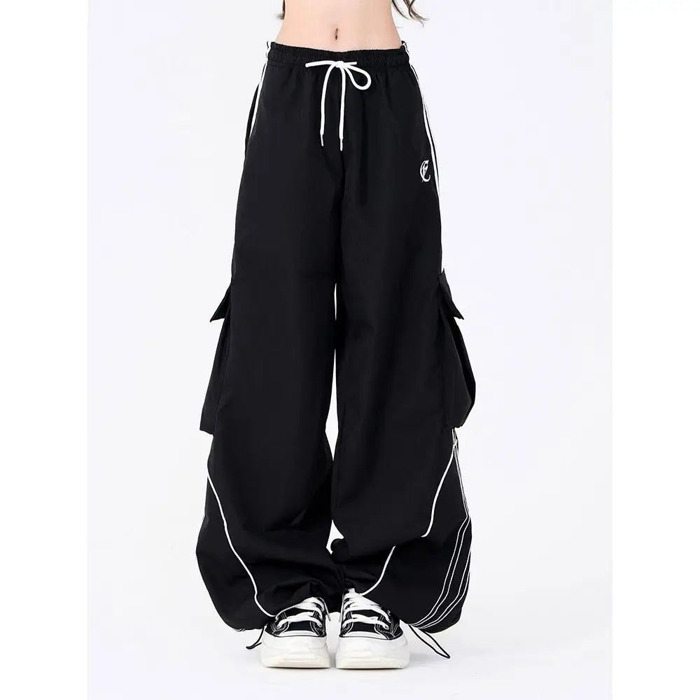 Vintage Hip Hop Cargo Pants – Unisex Wide-Legged Drawstring Street Dance Pants - Image 8